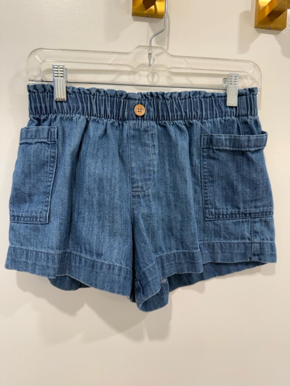 Old Navy Girls Denim-Style Elastic Waist Short- Indigo Blue Large 10-12